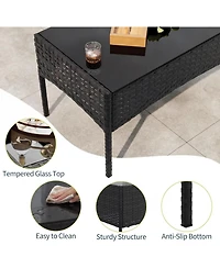 gaomon Patio Rattan Set with Glass Table Wicker and Cushions