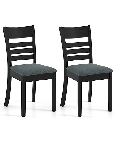 Costway Wooden Dining Chairs with Rubber Wood Frame, Curved Slatted Backrest Dark