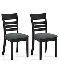 Costway Wooden Dining Chairs with Rubber Wood Frame, Curved Slatted Backrest Dark