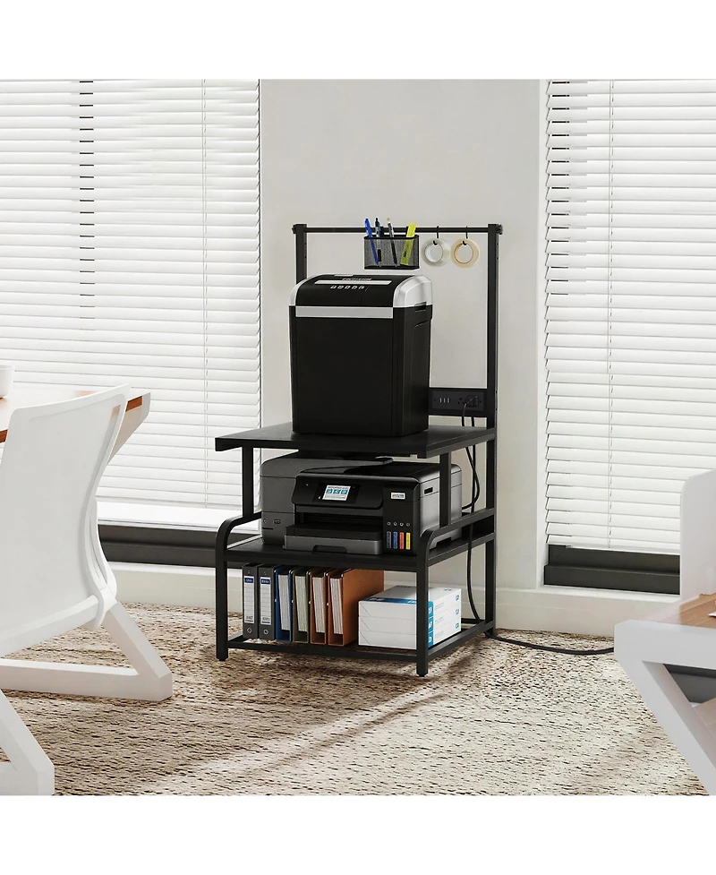 Aheaplus Large Printer Stand with 4-Tier Storage and Charging Station, 3D Printer Table with Filament Storgae and Rolling