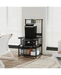 Aheaplus Large Printer Stand with 4-Tier Storage and Charging Station, 3D Printer Table with Filament Storgae and Rolling
