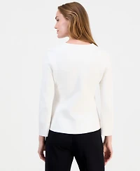Anne Klein Women's V-Neck Peplum Cardigan