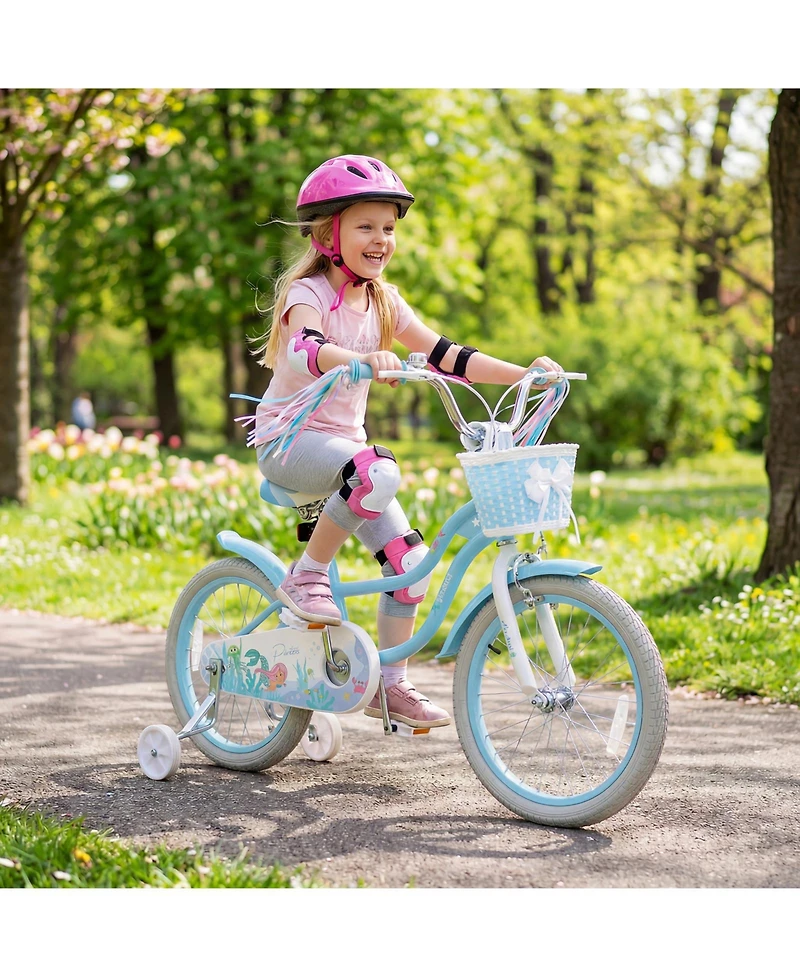 Gymax Kids Bike Toddler Bicycle with Training Wheels Hand and Coaster Brakes Handlebar