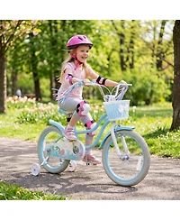 Gymax Kids Bike Toddler Bicycle with Training Wheels Hand and Coaster Brakes Handlebar