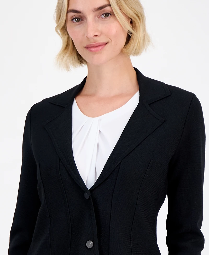 Anne Klein Women's Structured-Waist Sweater Blazer