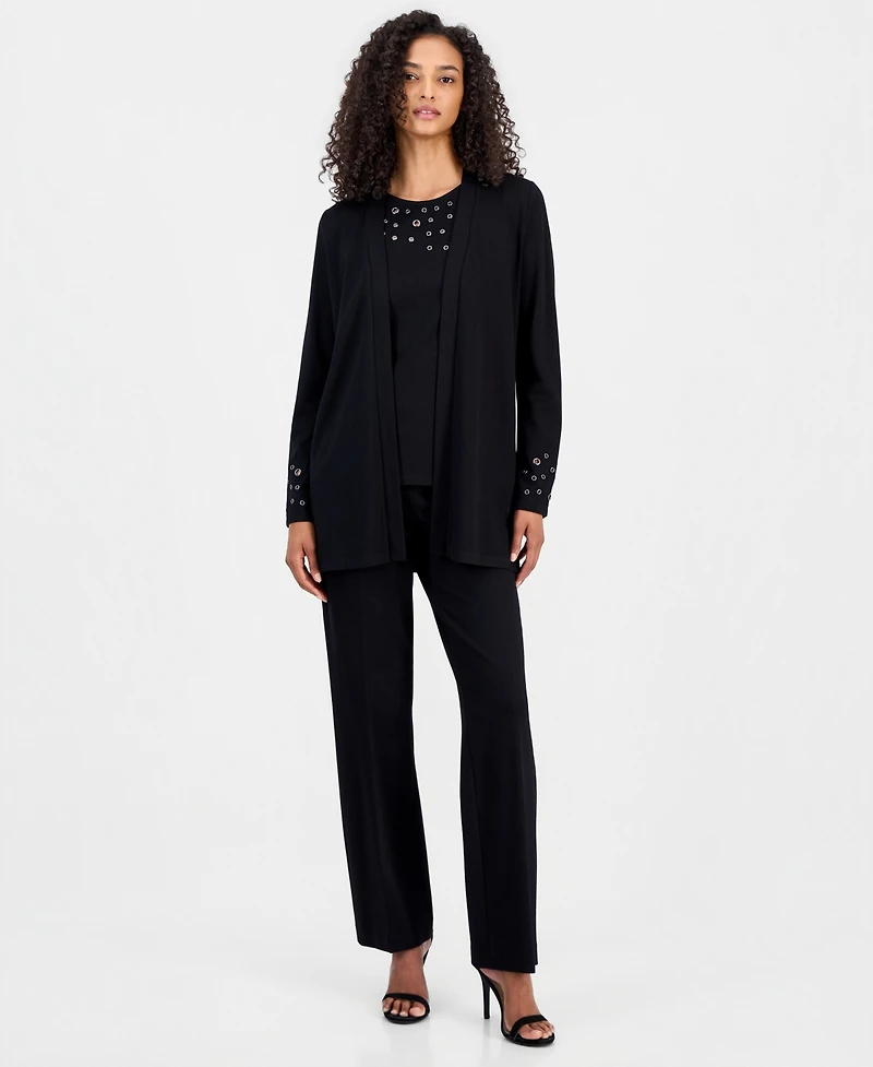 Anne Klein Women's Open-Front Grommet-Trim Cardigan