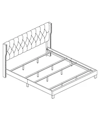 Best Quality Furniture 50" Faux Leather Full Panel Bed with Wing Headboard