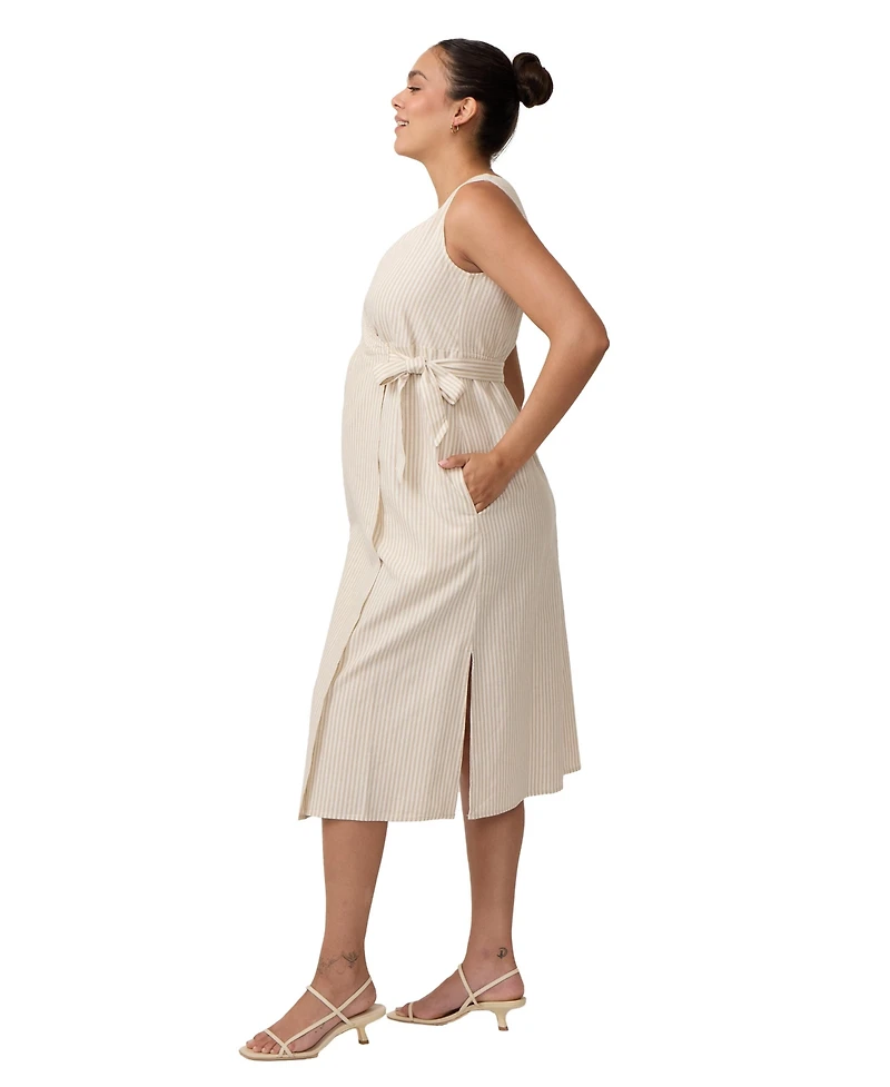 Ingrid + Isabel Maternity Linen Wrap Midi Dress