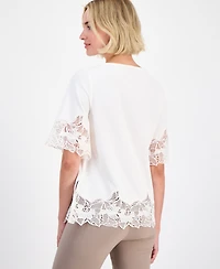 Anne Klein Women's Lace-Trim Asymmetrical Top