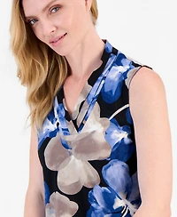 Anne Klein Women's Triple-Pleat V-Neck Sleeveless Top