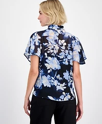 Anne Klein Women's Pleated-Front Flutter-Sleeve Blouse