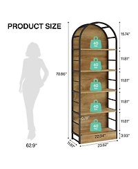Slickblue Industrial 5-Tier Bookcase with Arched Design for Living Room