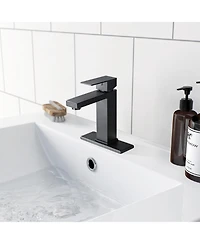 Phying Bathroom Faucet Single Hole, Single Handle Stainless Steel Faucet for Bathroom Sink with Deckplate and Drain Assembly