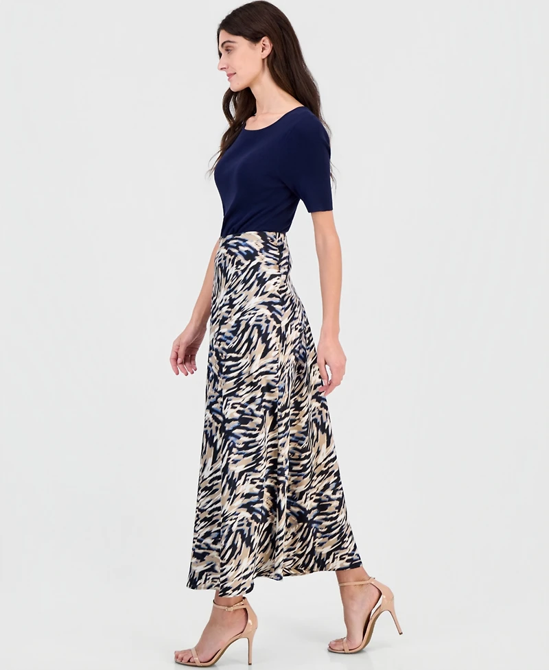 Anne Klein Women's Printed Bias-Cut Maxi Skirt