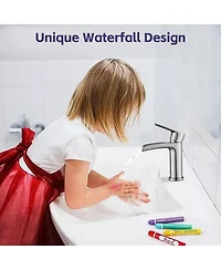 Phying Waterfall Bathroom Faucet Single Handle Bathroom Sink Faucets 1 or 3 Hole Solid Vanity Faucet with Deck Plate