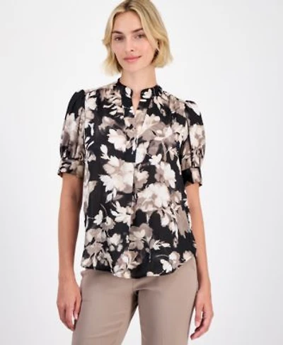 Anne Klein Womens Puffed Sleeve Top