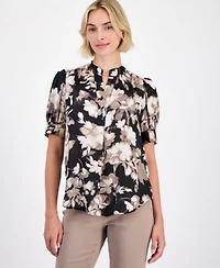 Anne Klein Womens Puffed Sleeve Top