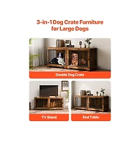 Ruie 75 in Double Dog Crate Furniture Extra Large with Divider 2 Door Cabinet