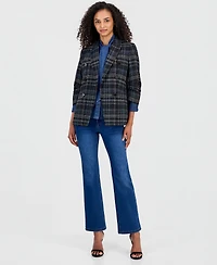 Anne Klein Women's Plaid Faux-Double-Breasted Blazer