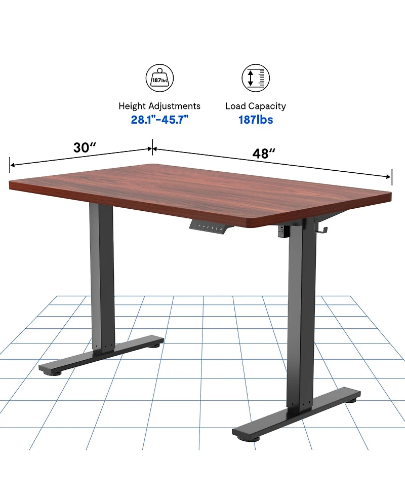 FlexiSpot Electric Height Adjustable Standing Desk Frame with Mahogany Top