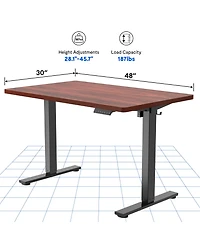 FlexiSpot Electric Height Adjustable Standing Desk Frame with Mahogany Top