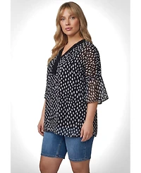 Avenue Plus Crochet Trim Caftan Women's Top