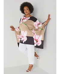 Ashley Stewart Women's Floral Print Satin Tunic