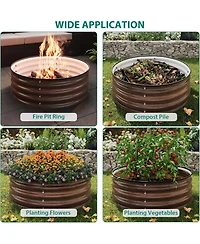 Xo Round Metal Raised Garden Bed 2x1 ft, Galvanized Steel Planter Box, Rubber Edge, Rustproof, Easy Assembly