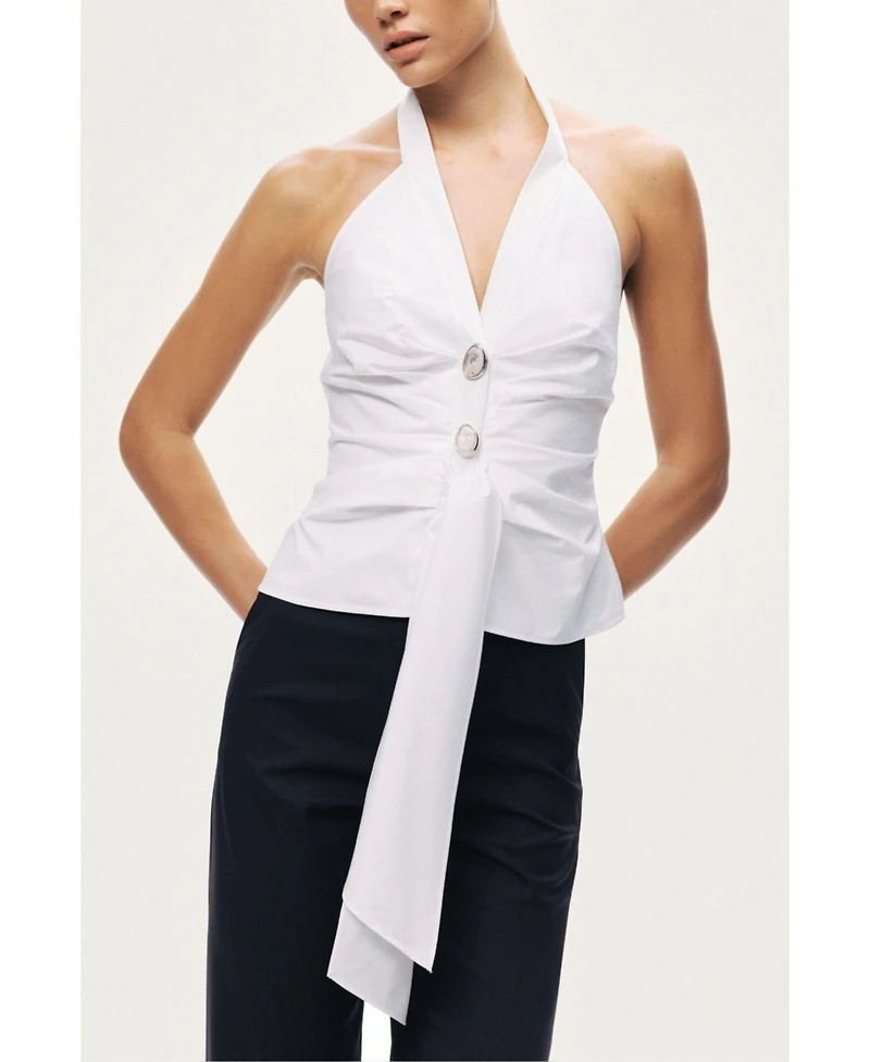 Nocturne Women's Halter Neck Tie Detail Blouse
