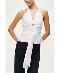 Nocturne Women's Halter Neck Tie Detail Blouse