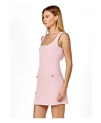 endless rose Women's Tweed Scoop Neck Mini Dress