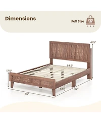 Costway Bed Frame with Woven Accent Headboard and Footboard, Wooden Slat Support