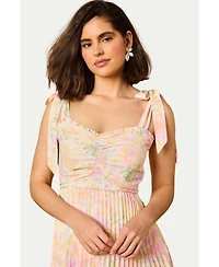 Oasis Women's Pleated Tie Shoulder Midi Dress