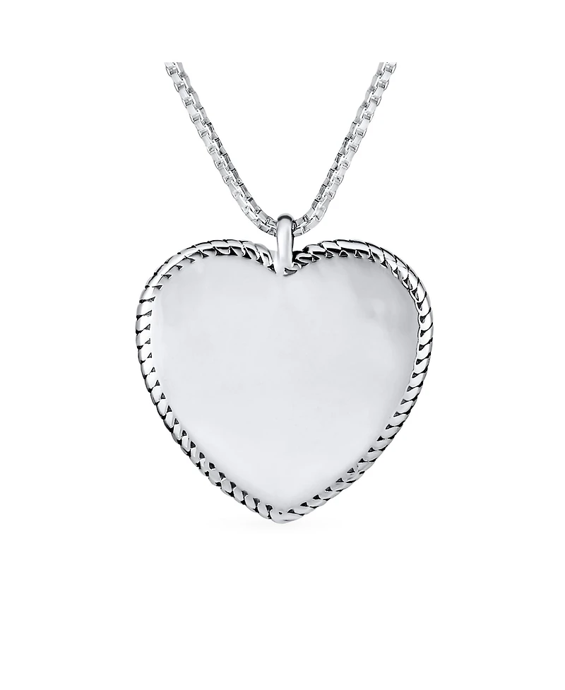 Bling Jewelry Romantic Double Hearts Pendant Necklace Framed Shape Oxidized .925 Sterling Silver Gift