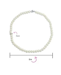 Bling Jewelry Simple Classic Freshwater Cultured Pearl Strand Necklace 7MM Hand Knotted Sterling Silver Clasp