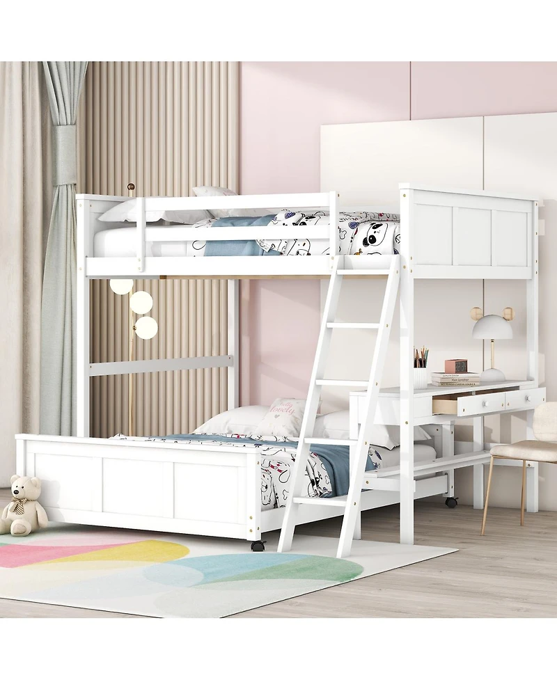 Streamdale Furniture Full Over Full Bunk Bed with Desk