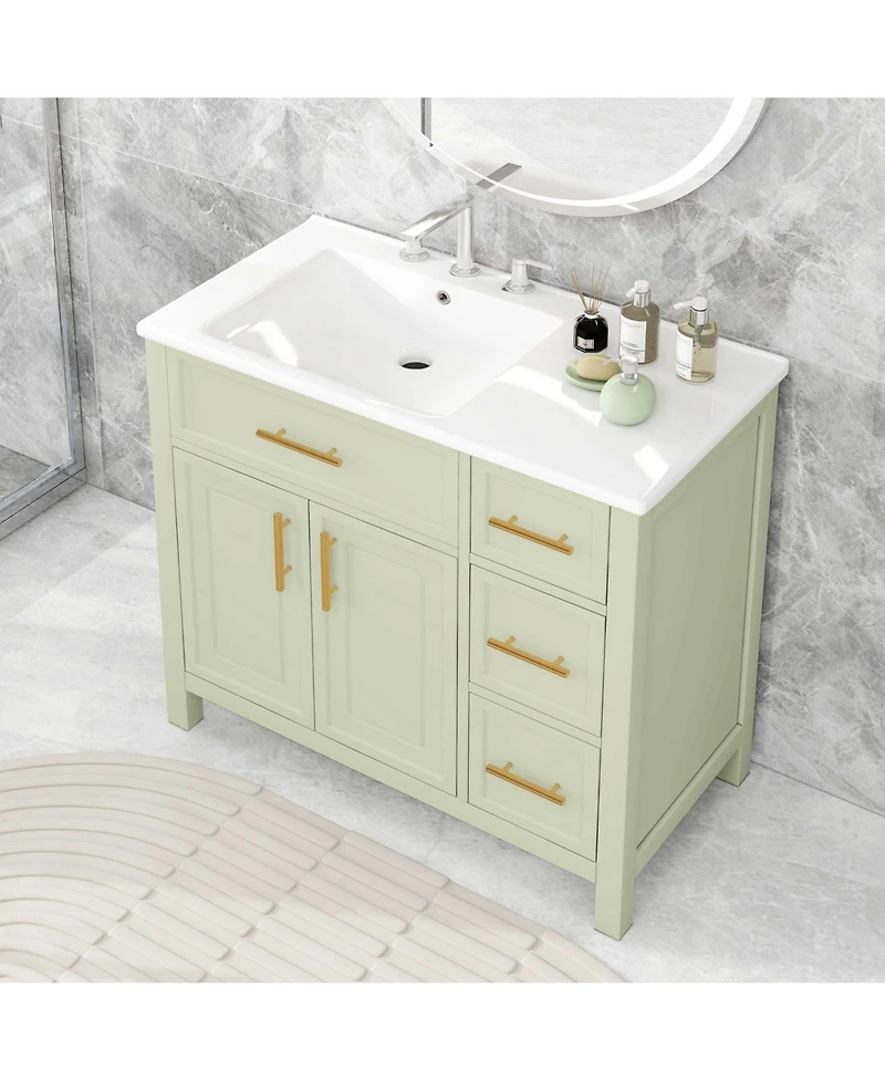 Phying 36 Inch Bathroom Vanity with Sink Top Solid Wood Bathroom Vanity Cabinet Modern Storage Bathroom Furniture for Home Bathroom