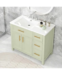 Phying 36 Inch Bathroom Vanity with Sink Top Solid Wood Bathroom Vanity Cabinet Modern Storage Bathroom Furniture for Home Bathroom