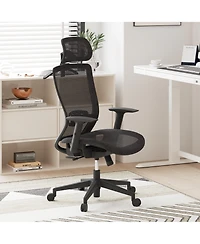 FlexiSpot C3FM Ergonomic Mesh Office Chair – Adjustable Headrest, Lumbar Support, Swivel Desk for Home
