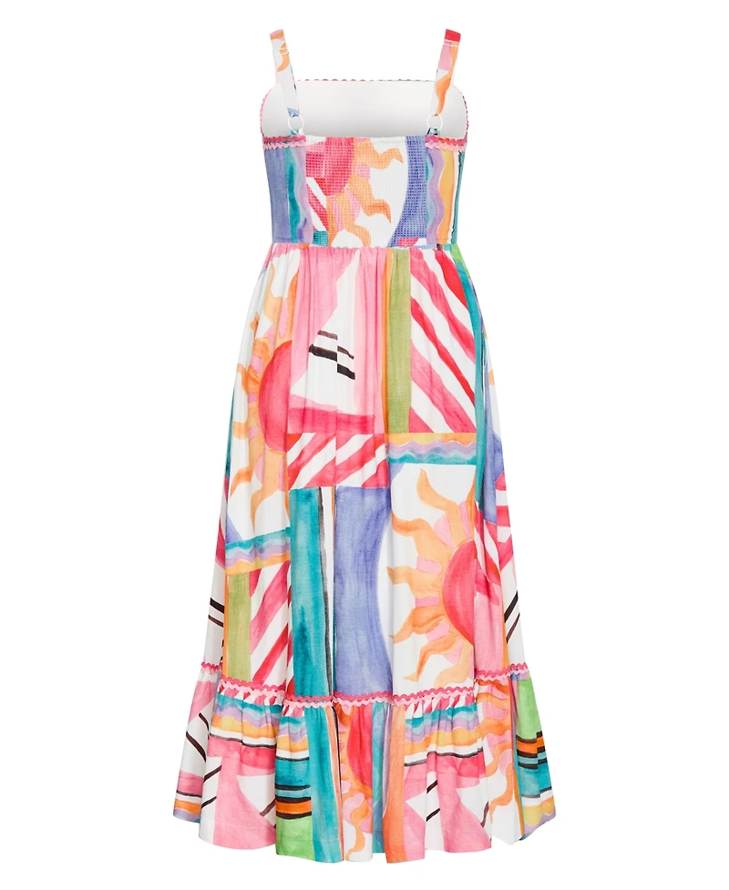 City Chic Women's Plus Size Sunlit Print Maxi Dress