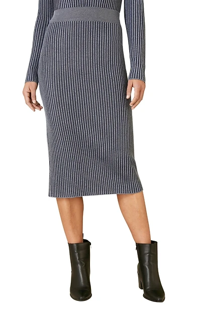 Yumi Women's Rib Knit Midi Skirt Stretch and Cozy