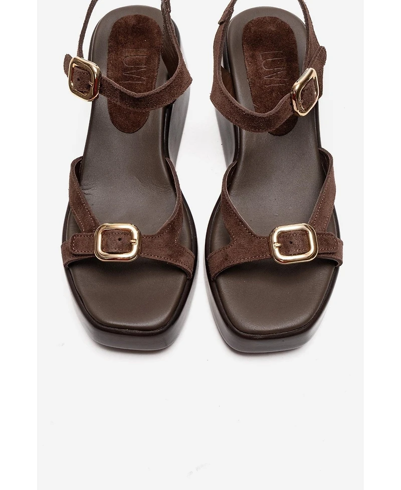 Forever & Always Shoes Women's Kalia Leather Wedge Sandal
