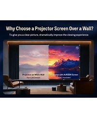 Aurzen Portable 120-Inch Projector Screen 16:9 4K Hd, Foldable Anti-Crease, Double-Sided Screen for Indoor/Outdoor Home Theater and Backyard