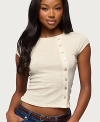 Edikted Women's Swapna Asymmetric Button Up Top