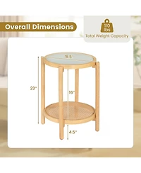 Slickblue Modern 2-Tier Round Side Table with Tempered Glass