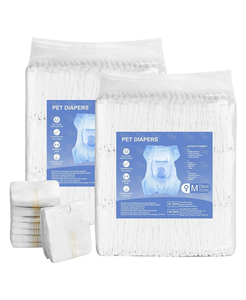 Cozito Disposable Female Dog Diapers, M Size 144 Count with Wetness Indicator