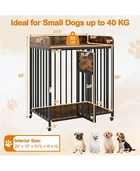 Cozito 27.5 in Dog Crate Furniture with Wheels for Small Dogs and Puppies