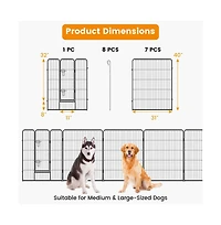 Ruie 8 Panel Adjustable Metal Pet Playpen Fence for Indoor and Outdoor Use
