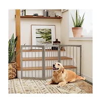 Ruie 30 in Foldable Wooden Pet Fence with 3 Rotating Panels Indoor Room Divider