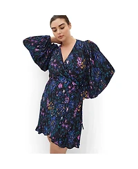 City Chic Women's Kira Etched Print Wrap Mini Dress